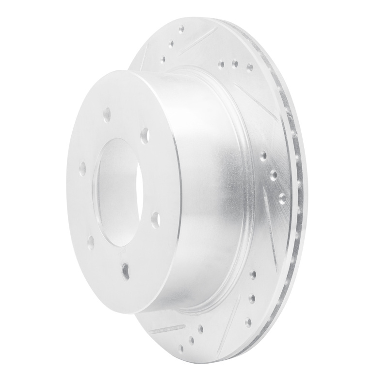 Mitsubishi Montero Brake Rotor (1) - Rear Left - R1 Concepts - Drilled & Slotted - Silver - `15-`17